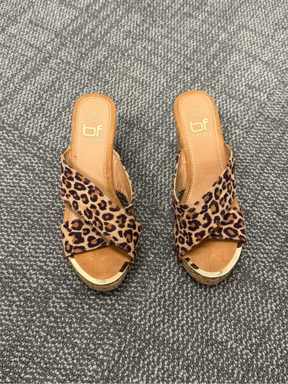 Leopard Print Cork Wedge Sandals - Women - Picture 2 of 4